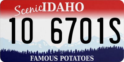 ID license plate 1O6701S