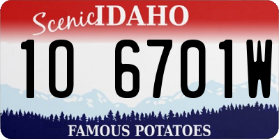 ID license plate 1O6701W
