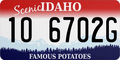 ID license plate 1O6702G