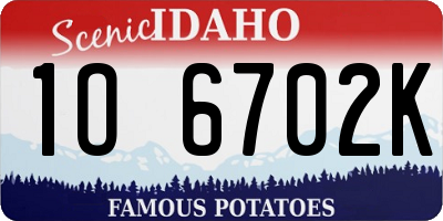 ID license plate 1O6702K