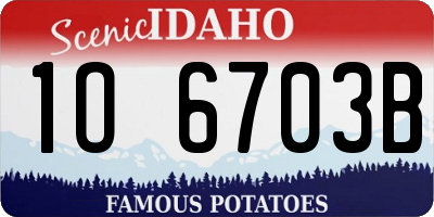 ID license plate 1O6703B