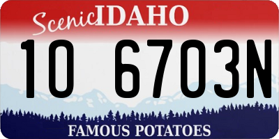 ID license plate 1O6703N