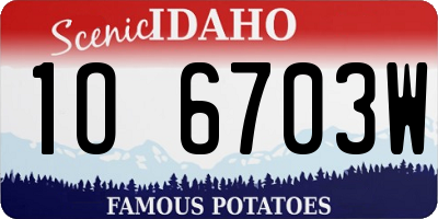 ID license plate 1O6703W