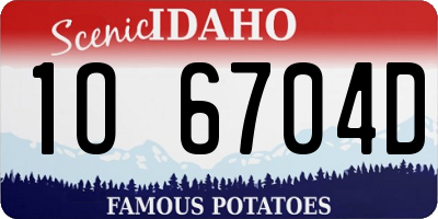 ID license plate 1O6704D