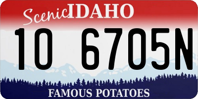 ID license plate 1O6705N