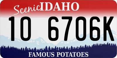 ID license plate 1O6706K