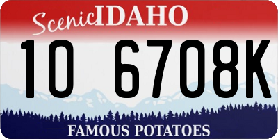 ID license plate 1O6708K