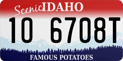 ID license plate 1O6708T