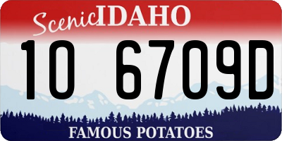 ID license plate 1O6709D