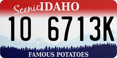 ID license plate 1O6713K