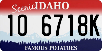 ID license plate 1O6718K