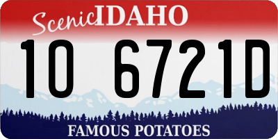 ID license plate 1O6721D