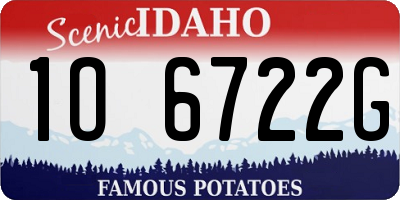 ID license plate 1O6722G