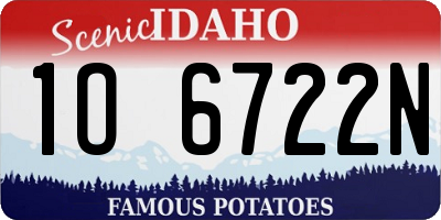 ID license plate 1O6722N