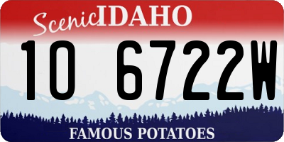 ID license plate 1O6722W