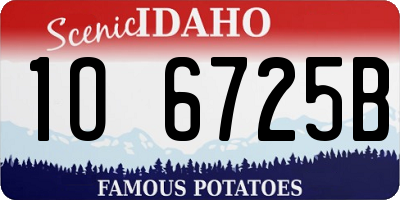 ID license plate 1O6725B