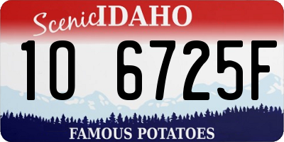 ID license plate 1O6725F