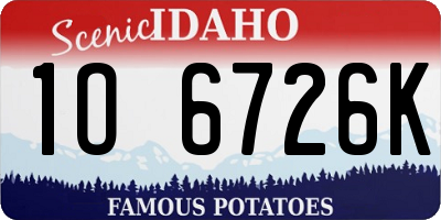 ID license plate 1O6726K