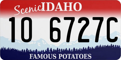 ID license plate 1O6727C