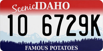 ID license plate 1O6729K