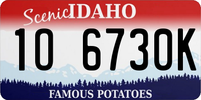 ID license plate 1O6730K