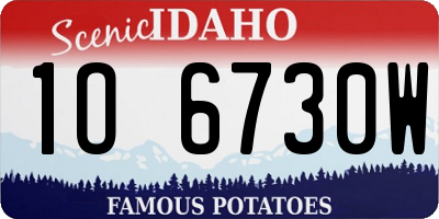 ID license plate 1O6730W