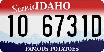 ID license plate 1O6731D