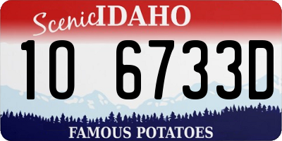 ID license plate 1O6733D