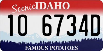 ID license plate 1O6734D