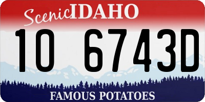 ID license plate 1O6743D