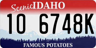 ID license plate 1O6748K
