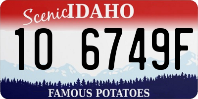 ID license plate 1O6749F
