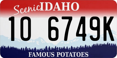 ID license plate 1O6749K
