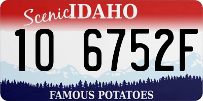 ID license plate 1O6752F