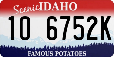 ID license plate 1O6752K