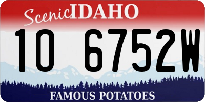ID license plate 1O6752W