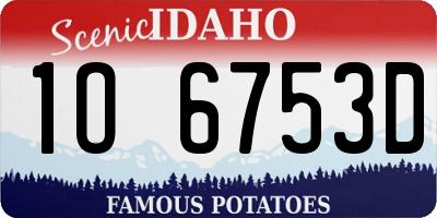 ID license plate 1O6753D