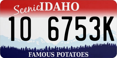 ID license plate 1O6753K