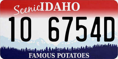 ID license plate 1O6754D