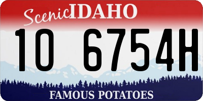 ID license plate 1O6754H