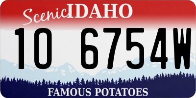 ID license plate 1O6754W