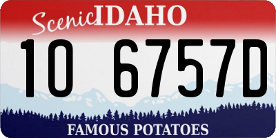 ID license plate 1O6757D
