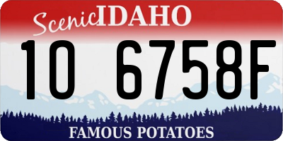 ID license plate 1O6758F