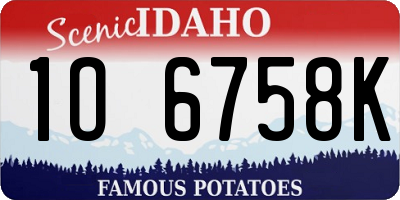 ID license plate 1O6758K