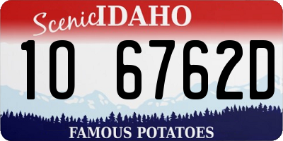 ID license plate 1O6762D