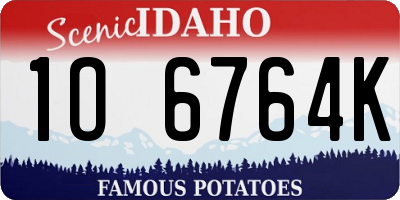 ID license plate 1O6764K