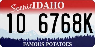 ID license plate 1O6768K