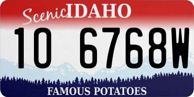 ID license plate 1O6768W