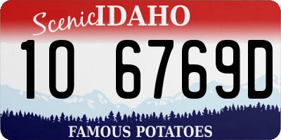 ID license plate 1O6769D