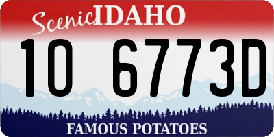 ID license plate 1O6773D